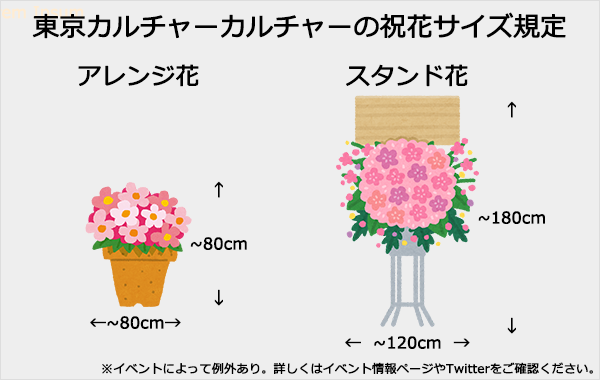 東京カルチャーカルチャーの祝花サイズ規定